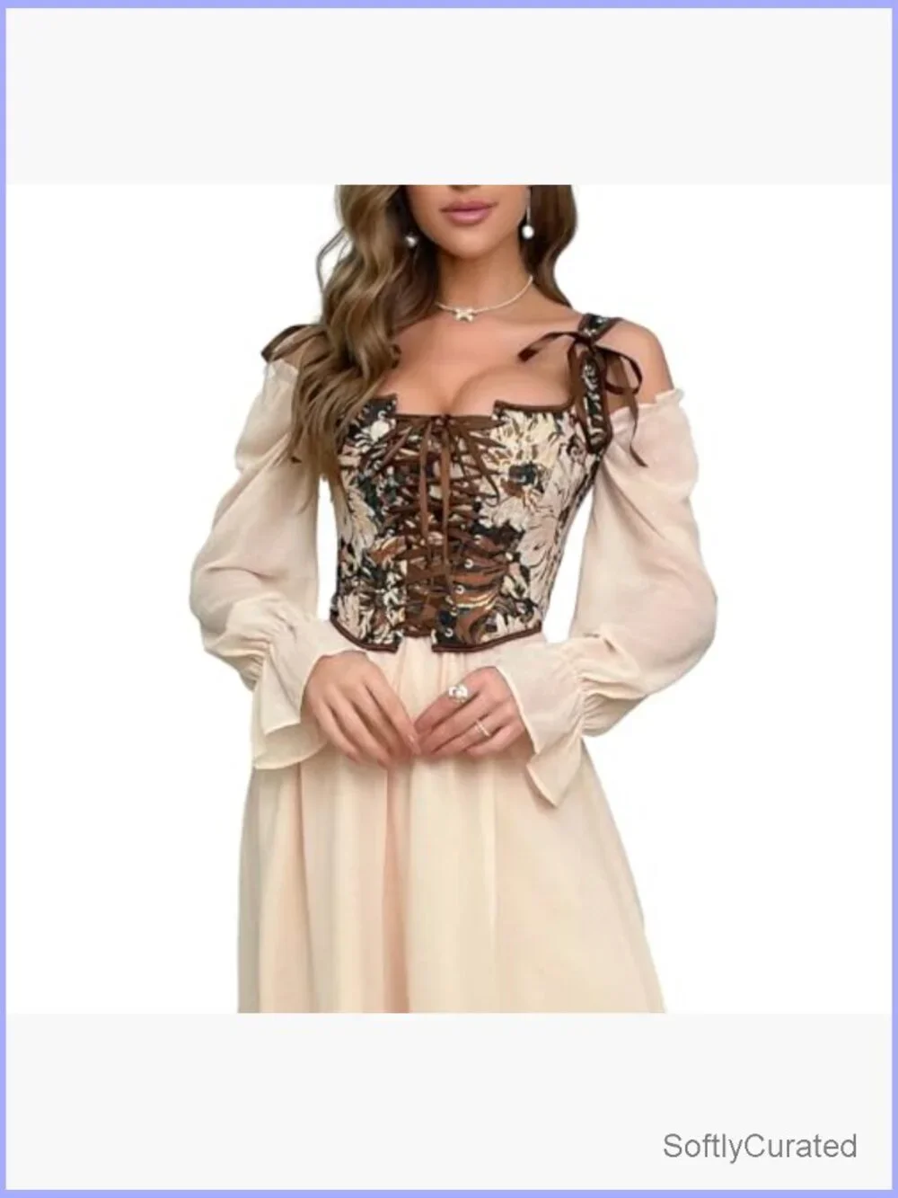 Vintage Floral Bustier Corset Top Overbust Shapewear Adjustable Lace Up